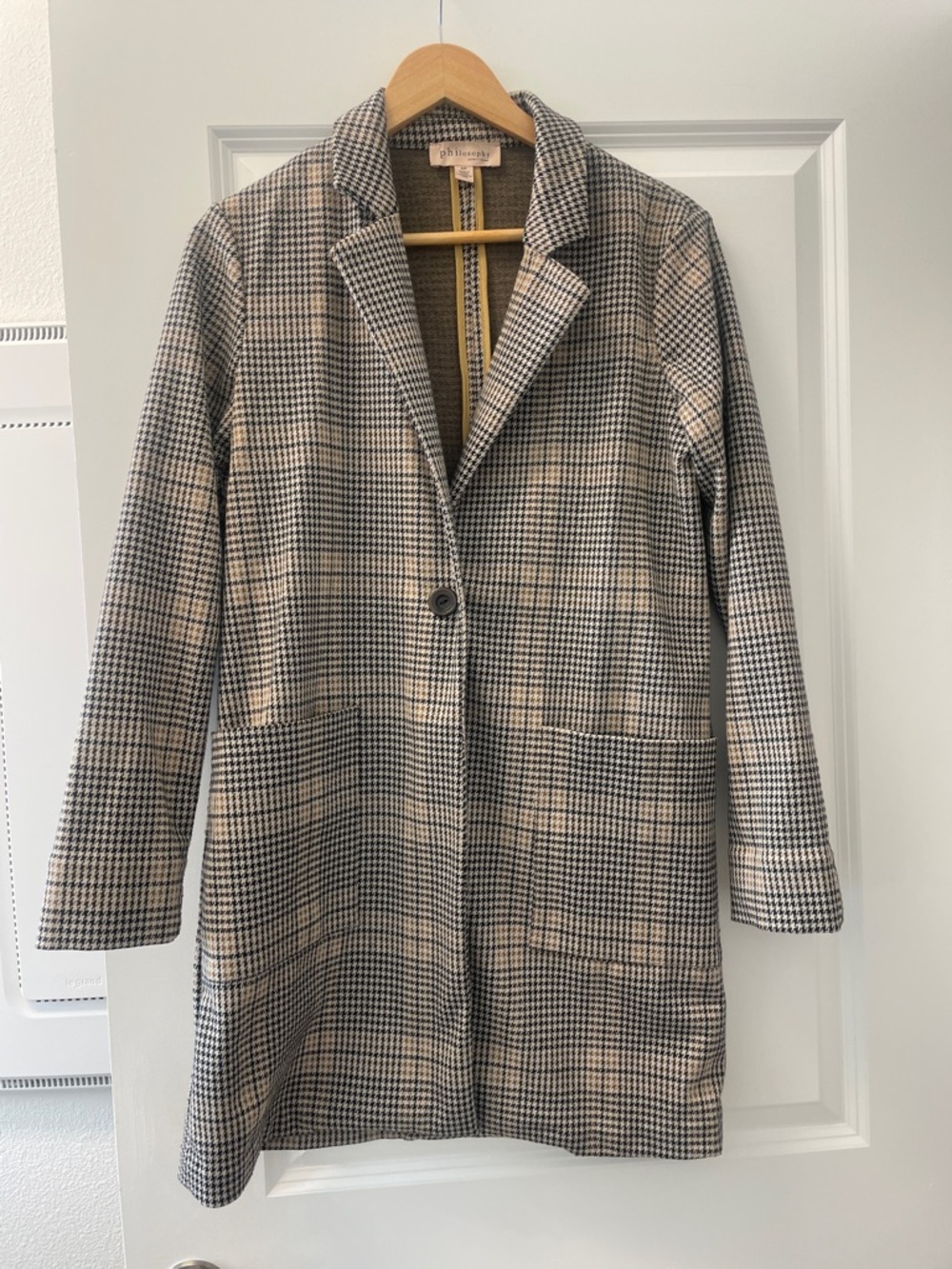 Philosophy Checked Single-Button Trench Coat - Beige & Black